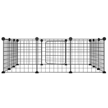 12-Panel Black Pet Cage - Safe & Spacious Steel Enclosure