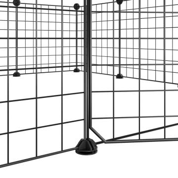 12-Panel Black Pet Cage - Safe & Spacious Steel Enclosure