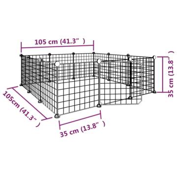 12-Panel Black Pet Cage - Safe & Spacious Steel Enclosure