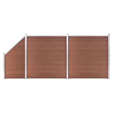 WPC Fence Set - 2 Square + 1 Slanted - 446x186 cm Brown