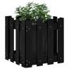 Black Garden Planter with Fence Design - Solid Pine Wood 40x40cm