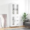 Highboard High Gloss White 69.5x34x180 cm Engineered Wood Colour high gloss white Quantity in Package 1 Model 1 glass door 3 drawers 