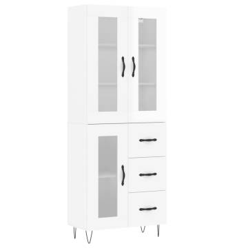 Stylish Highboard High Gloss White - 69.5x34x180 cm