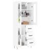 Stylish Highboard High Gloss White - 69.5x34x180 cm