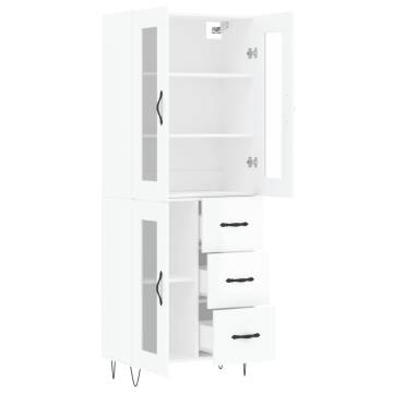 Stylish Highboard High Gloss White - 69.5x34x180 cm