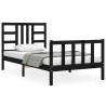 Black Bed Frame with Headboard 90x200 cm - Solid Wood