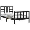 Black Bed Frame with Headboard 90x200 cm - Solid Wood