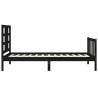 Black Bed Frame with Headboard 90x200 cm - Solid Wood