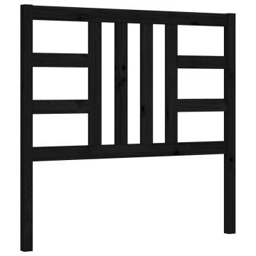 Black Bed Frame with Headboard 90x200 cm - Solid Wood