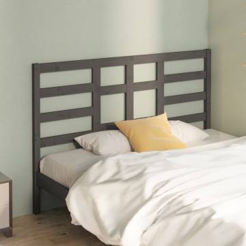 Stylish Grey Bed Headboard - Solid Pine Wood (126x4x104 cm)