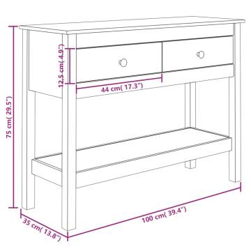 Honey Brown Console Table - Solid Pine Wood | Hipo Market