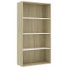 4-Tier Book Cabinet in White & Sonoma Oak - Modern Design