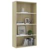 4-Tier Book Cabinet in White & Sonoma Oak - Modern Design