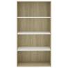 4-Tier Book Cabinet in White & Sonoma Oak - Modern Design