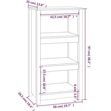 Book Cabinet White 50x35x97 cm in Solid Pine - Stylish Storage