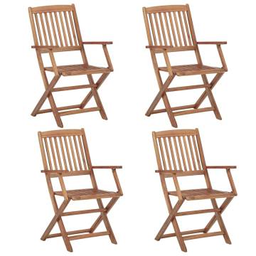 Folding Outdoor Chairs Set - 4 pcs Solid Acacia Wood