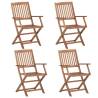 Folding Outdoor Chairs 4 pcs Solid Acacia Wood Quantity in Package 4 Model with armrest Number of 1 