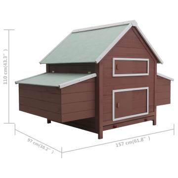 Wooden Chicken Coop Brown 157x97x110 cm - Durable Hen House