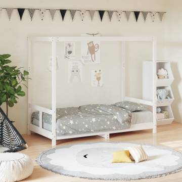 Kids Bed Frame White 80x160 cm Solid Wood Pine - Hipo Market