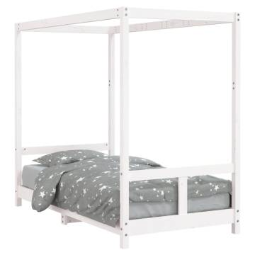 Kids Bed Frame White 80x160 cm Solid Wood Pine - Hipo Market