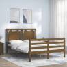 Bed Frame with Headboard Honey Brown Small Double Solid Wood Colour honey brown Size 120 x 190 cm 