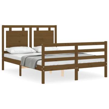 Honey Brown Small Double Bed Frame with Headboard | Hipo Market