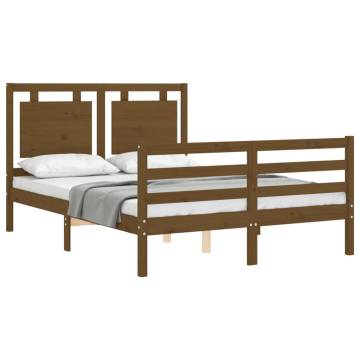 Honey Brown Small Double Bed Frame with Headboard | Hipo Market