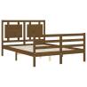 Honey Brown Small Double Bed Frame with Headboard | Hipo Market