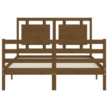 Honey Brown Small Double Bed Frame with Headboard | Hipo Market