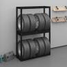 Tire Rack Black 120x40x180 cm Solid Pine Wood Storage Solution