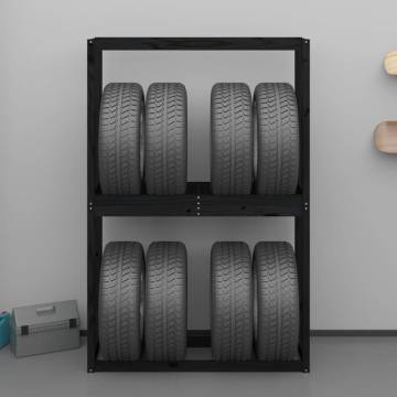 Tire Rack Black 120x40x180 cm Solid Pine Wood Storage Solution