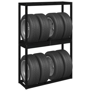 Tire Rack Black 120x40x180 cm Solid Pine Wood Storage Solution