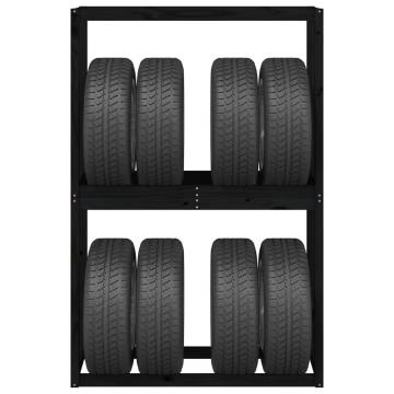 Tire Rack Black 120x40x180 cm Solid Pine Wood Storage Solution