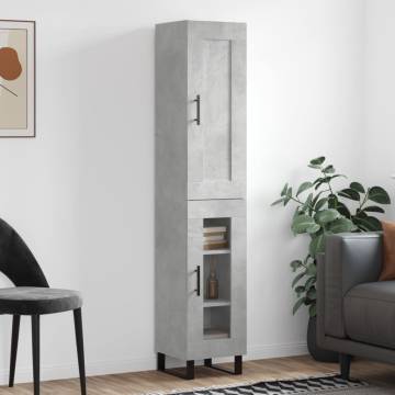 Stylish Highboard Concrete Grey - 34.5x34x180 cm