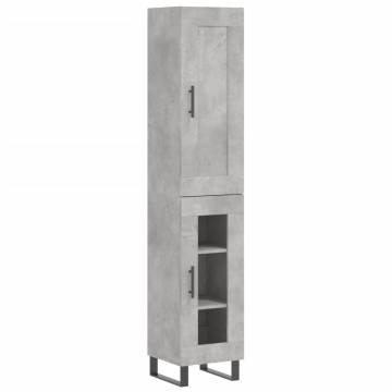 Stylish Highboard Concrete Grey - 34.5x34x180 cm