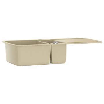 Granite Kitchen Sink Double Basins Beige | Hipomarket