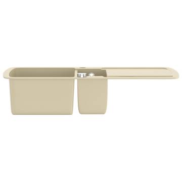 Granite Kitchen Sink Double Basins Beige | Hipomarket