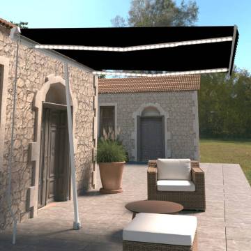 Manual Retractable Awning with LED - Anthracite 300x250 cm