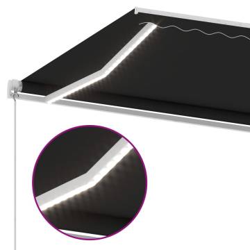 Manual Retractable Awning with LED - Anthracite 300x250 cm