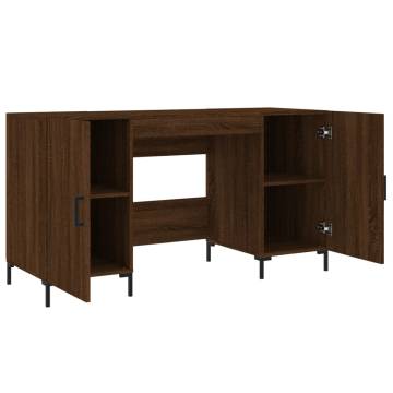 Brown Oak Desk 140x50 cm - Elegant Engineered Wood Workspace