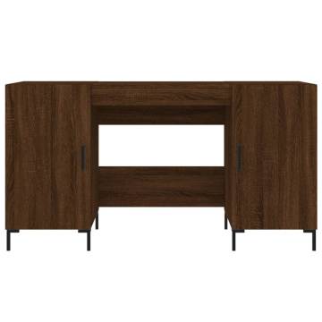 Brown Oak Desk 140x50 cm - Elegant Engineered Wood Workspace