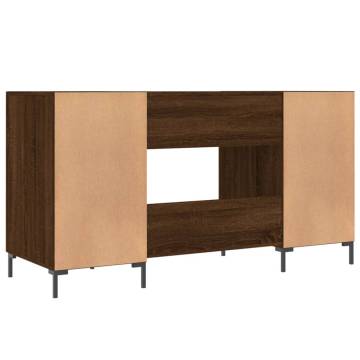 Brown Oak Desk 140x50 cm - Elegant Engineered Wood Workspace