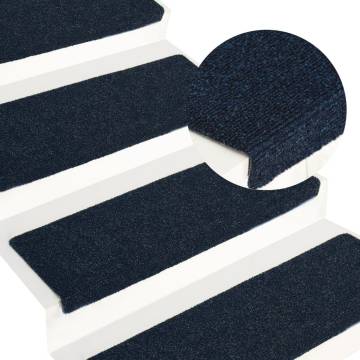 15 pcs Blue Stair Mats - Needle Punch 65x21x4 cm | HipoMarket