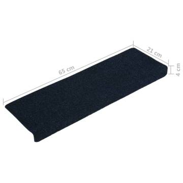 15 pcs Blue Stair Mats - Needle Punch 65x21x4 cm | HipoMarket