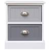 Elegant Grey Nightstands - 2 pcs Paulownia Wood