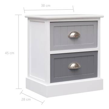 Elegant Grey Nightstands - 2 pcs Paulownia Wood