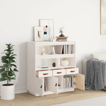 Highboard White 100x40x108.5 cm - Solid Pine Wood Storage Solution