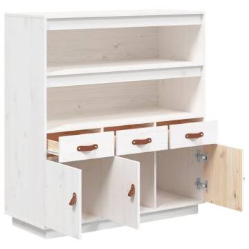 Highboard White 100x40x108.5 cm - Solid Pine Wood Storage Solution