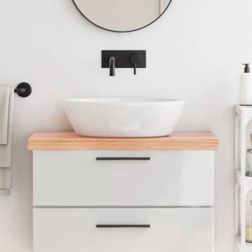 Light Brown Bathroom Countertop - Solid Oak Wood - 80x30 cm