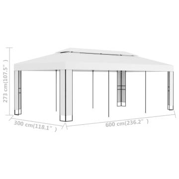 White Gazebo with Double Roof 3x6m - Perfect for Any Event